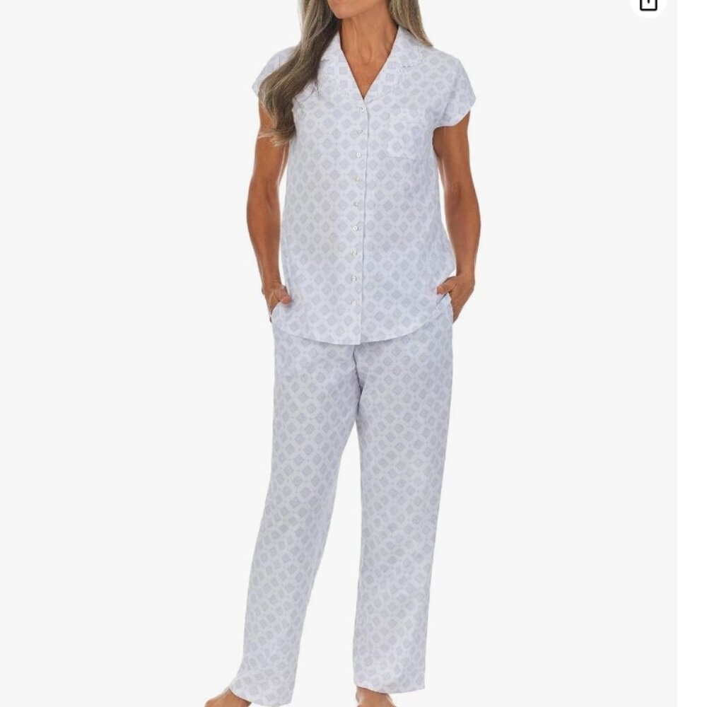 NWT Eileen West Women's 100% Cotton Knit Cap Sleeve Pajamas sz S